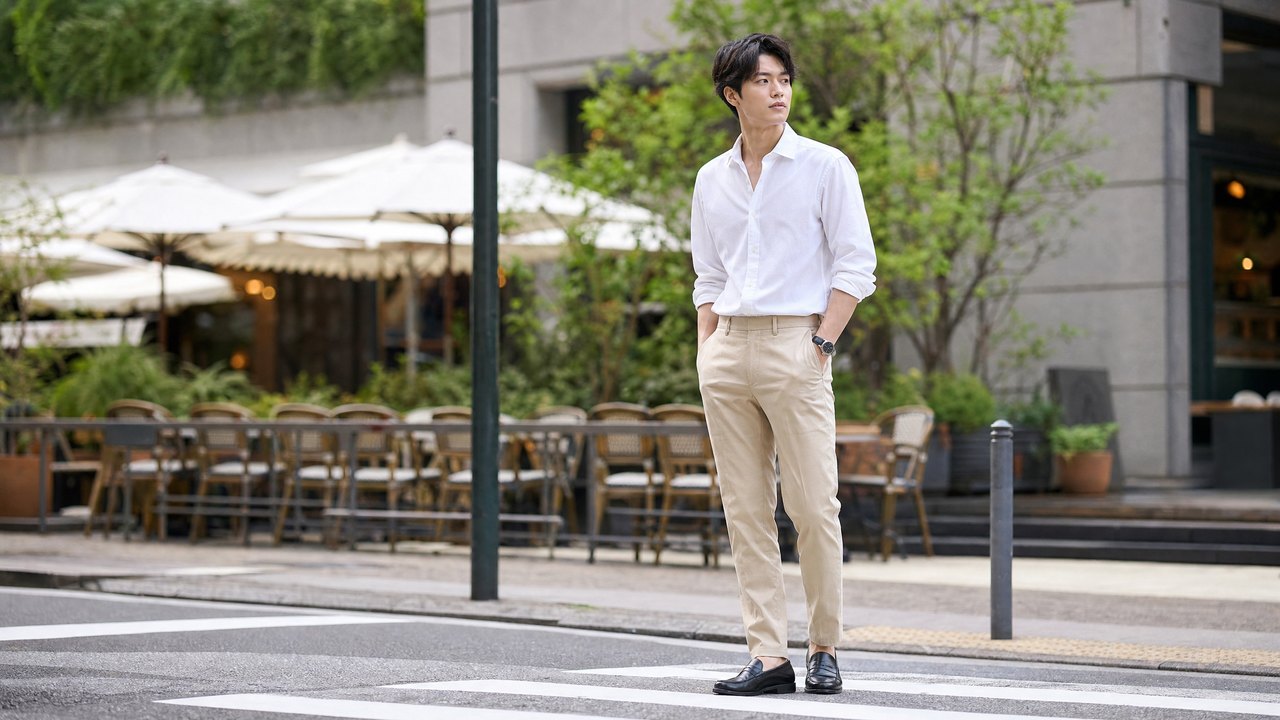 大学生メンズの春キレイめコーデ例 2