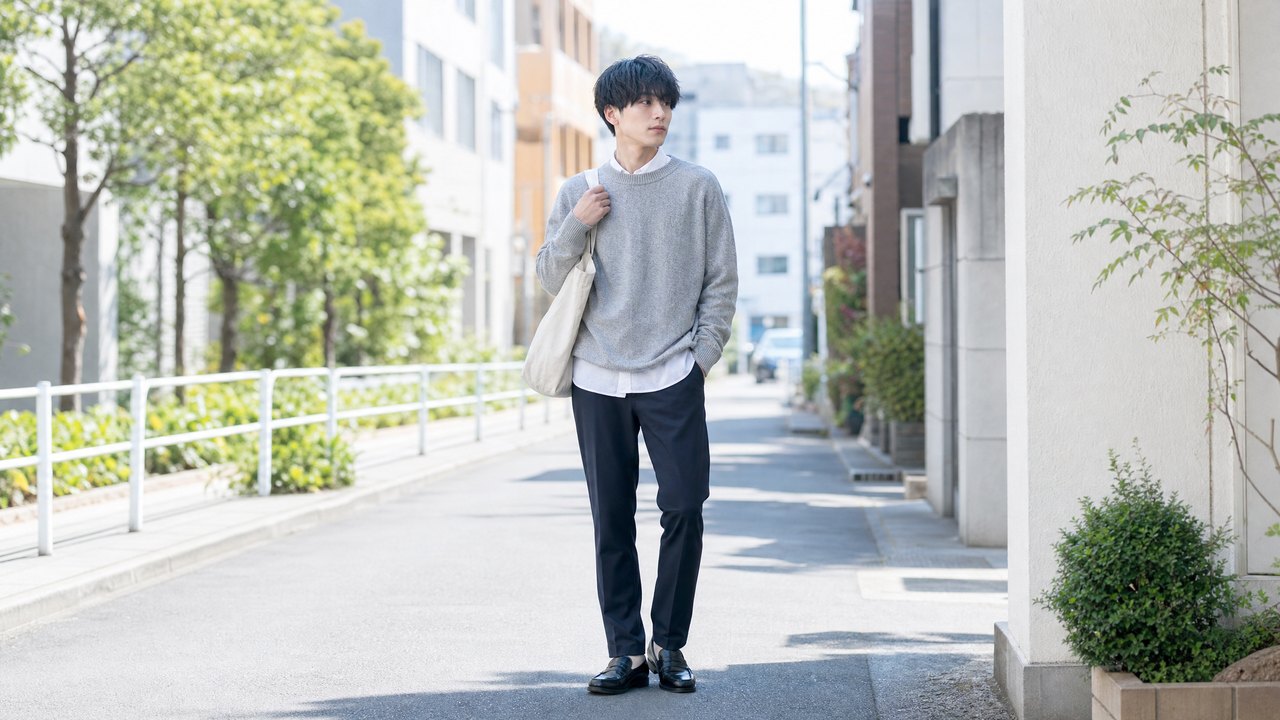 大学生メンズの春キレイめコーデ例 4