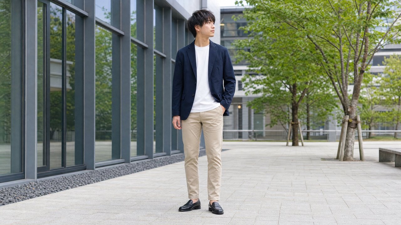大学生メンズのローファーコーデ例 3